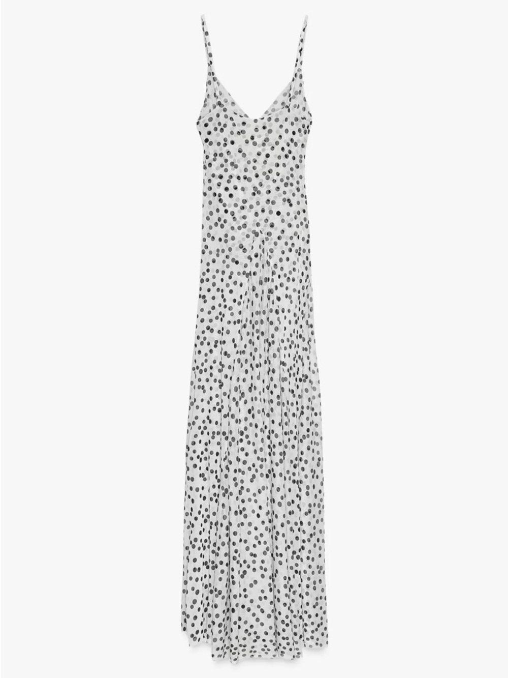 Zara White Maxi Slip Dress with Black Polka Dots